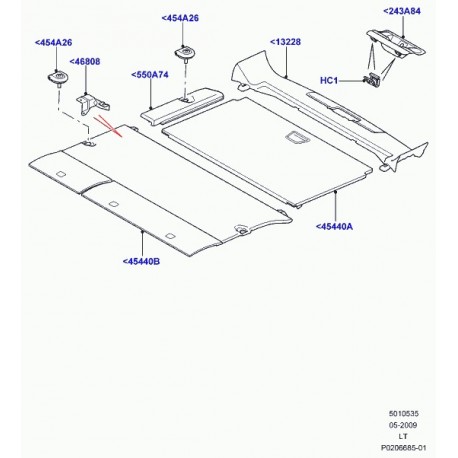 Land rover recouvrement compartiment chargement Range Sport (LR021471)