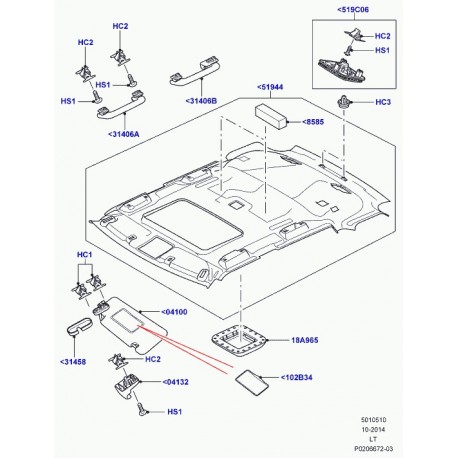 Land rover garnissage de pavillon Range Sport (LR021511)