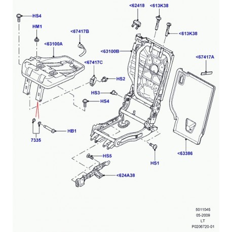 Land rover recouvrement support siege arrière Discovery 3, Range Sport (LR021535)