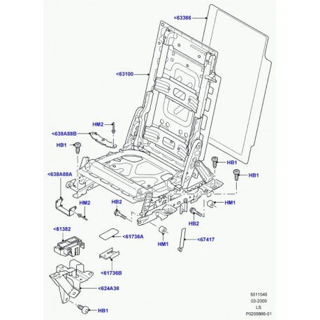 Land rover recouvrement support siege arrière Discovery 3 (LR021541)