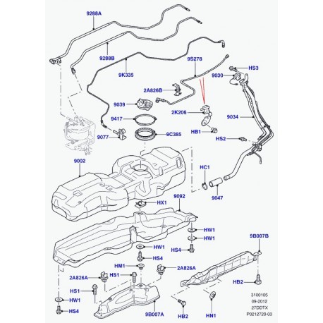 Land rover tuyau vapeurs de combustible Discovery 3 (LR021827)