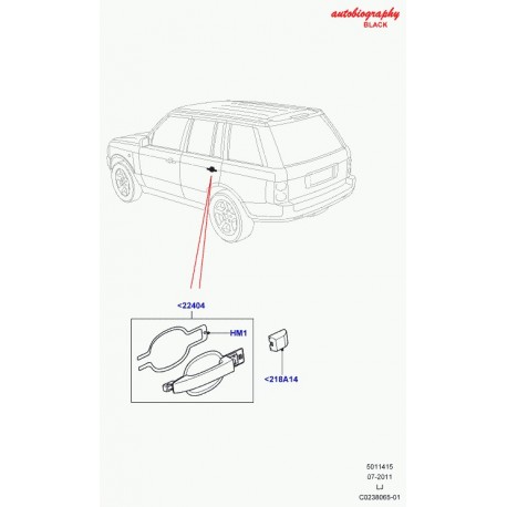 Land rover poignee extérieure de porte Range L322 (LR021838)