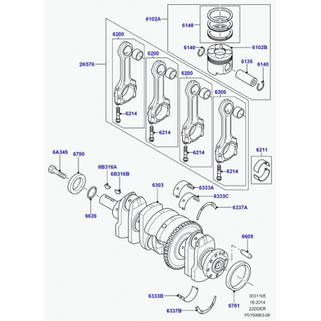 Land rover piston Evoque (LR022444)