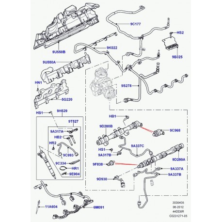 Land rover tube fuite Range L405,  Sport (LR022590)