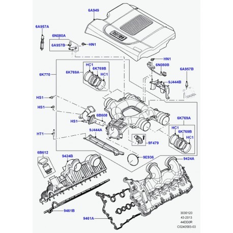 Land rover support couvercle sup. de moteur Range L405,  Sport (LR022739)