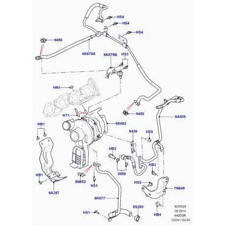 Land rover support flexible refroidissement Range L405,  Sport (LR022794)