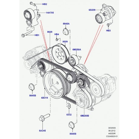 Land rover poulie pompe à eau Range L405,  Sport (LR022799)