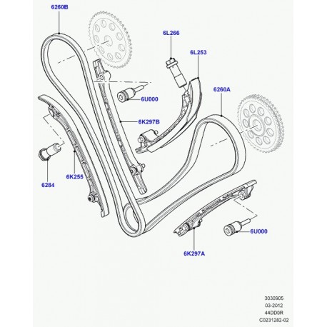 Land rover levier tension chaine de distribution Range L405,  Sport (LR022955)