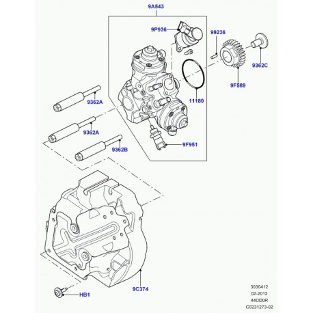 Land rover pignon entrainement pompe inj. carb Range L405,  Sport (LR022965)