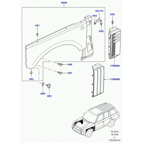 Land rover grille entree d'air Range L322 (LR023229)