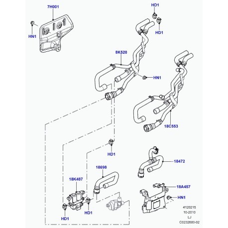 Land rover tuyau flexible Range L322 (LR023236)