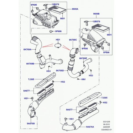 Land rover collier de tuyau flexible Range L405,  Sport (LR023238)