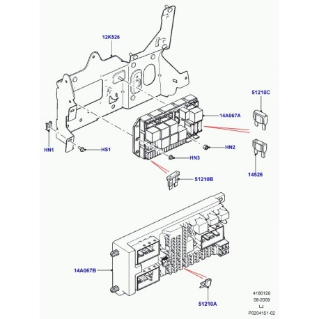 Land rover plaque porteuse boite de jonction Range L322 (LR023357)