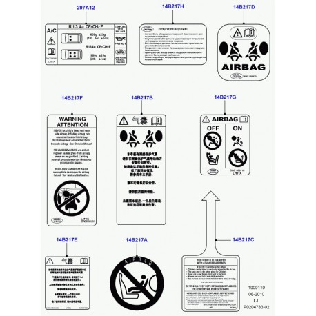 Land rover decalcomanie avertissement airbag Range L322 (LR023377)