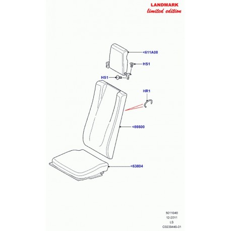 Land rover garniture coussin de siege arrière Discovery 3 (LR023645)