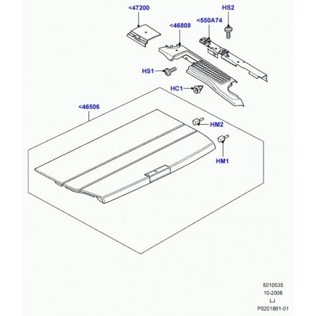 Land rover appui-panneau recouv. coffre bag. Range L322 (LR023846)