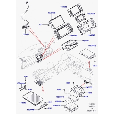 Land rover controle unite audio-visuelle Evoque (LR024247)