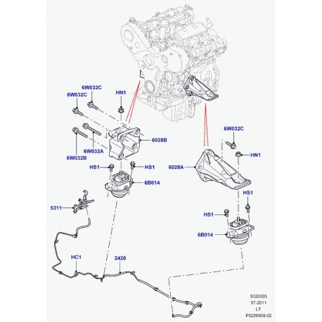 Land rover tuyau flexible a depression Range Sport (LR024281)