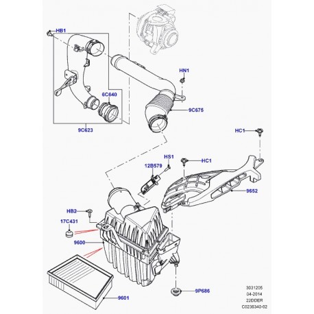 Land rover conduit d'air Evoque (LR024308)