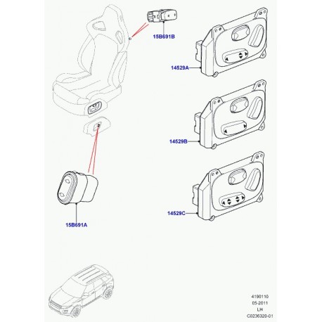 Land rover commutateur reglage electrique siege Evoque et Range L405 (LR024314)