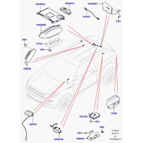 Land rover antenne de toit Evoque (LR024451)