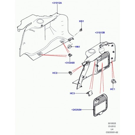 Land rover panneau garnis. lat.-comp. charg. Evoque (LR024567)