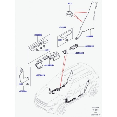 Land rover jeu de roulement de bas de marche Evoque (LR024858)