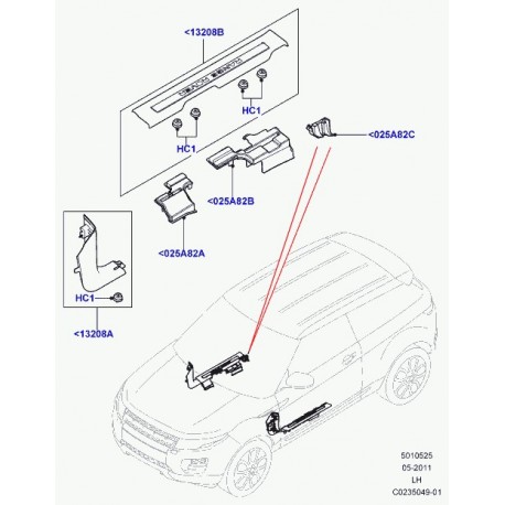 Land rover jeu de roulement de bas de marche Evoque (LR024884)