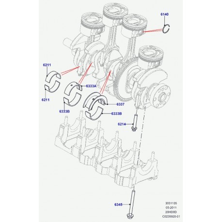 Land rover vis tete six pans-chapeau palier Evoque (LR024985)