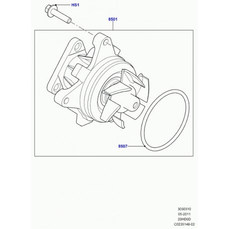 Land rover joint pompe à eau Evoque (LR025014)