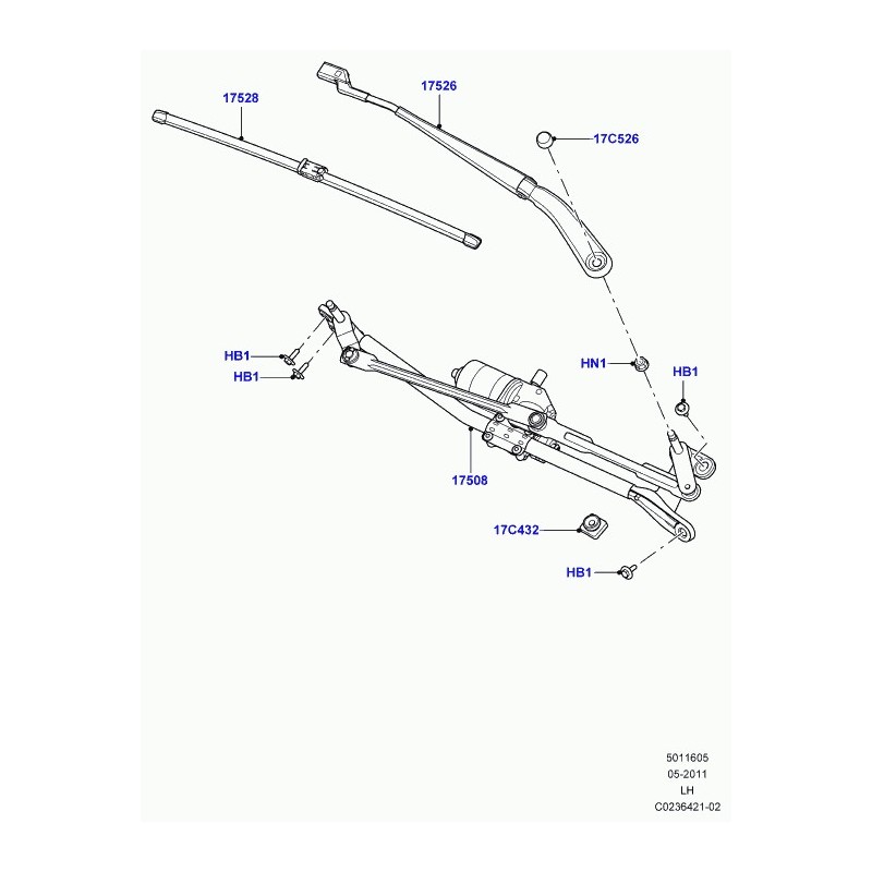 Commander bras d'essuie glace Range L322 LAND ROVER (LR038716) pas