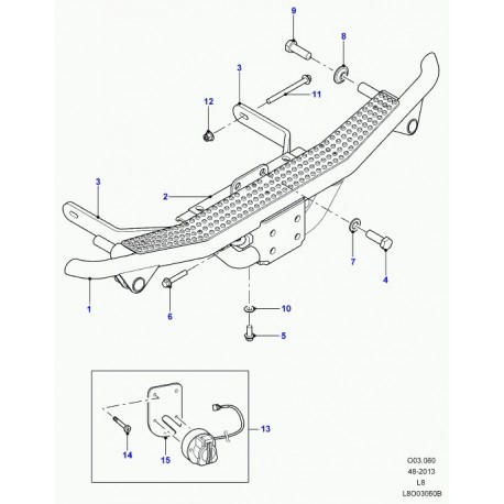 Land rover support barre de remorquage Defender 90, 110, 130 (LR025731)