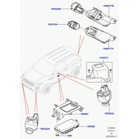 Land rover camera d'aide au stationnement Evoque (LR025912)