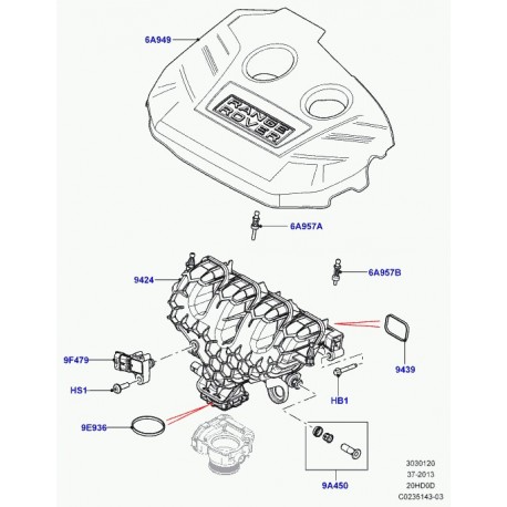 Land rover goujon couvercle moteur Evoque (LR025916)