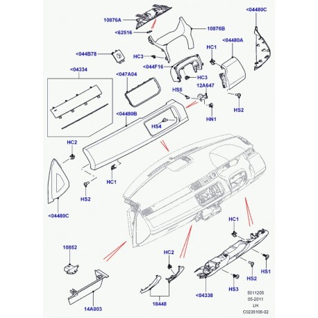 Land rover finition centrale tablier Evoque (LR026048)