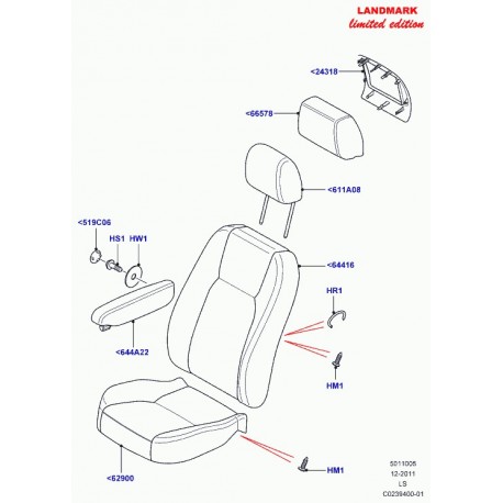 Land rover garnissage dossier de siege Discovery 3 (LR026610)