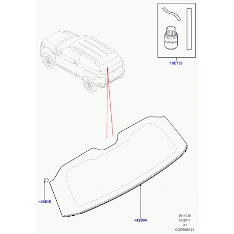 Land rover glace panneau arriere Evoque (LR026738)