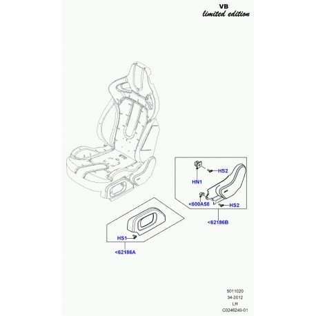 Land rover attache jupe de siege Evoque (LR026756)