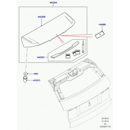 Land rover spoiler arrière Evoque (LR027043)