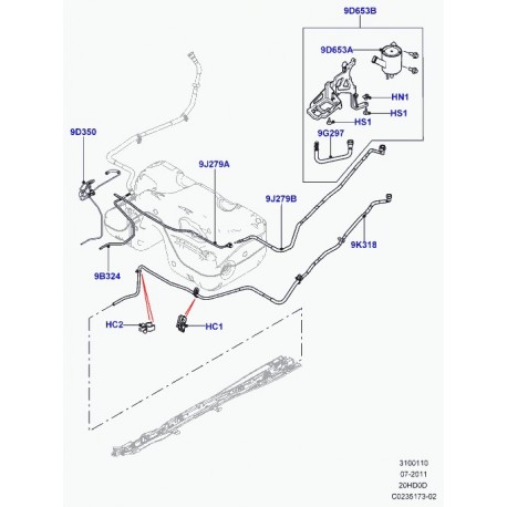 Land rover reservoir de vapeurs de combustible Evoque (LR027057)