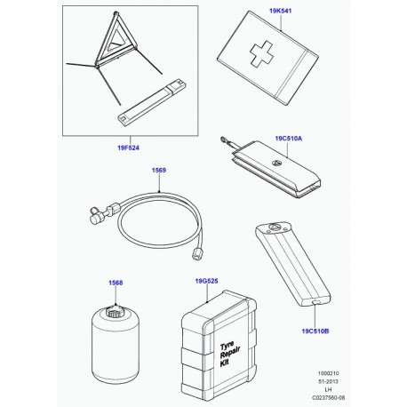 Land rover sac triangle de signalisation Evoque et Range L405,  Sport (LR027109)