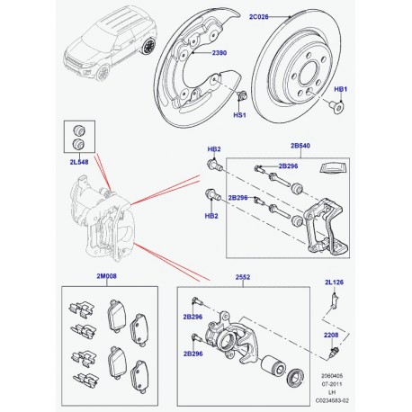 Land rover etrier de frein arriere gauche (LR027128LRB)