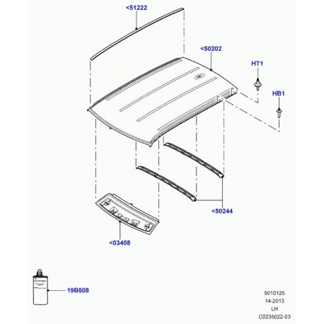 Land rover renfort panneau de pavillon Evoque (LR027610)