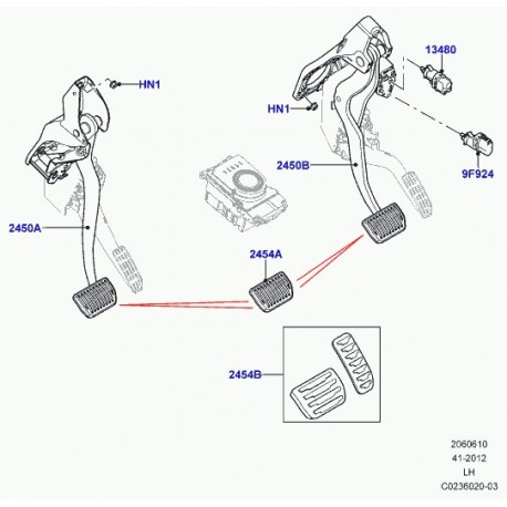 Land rover pedale et support Evoque (LR027629)