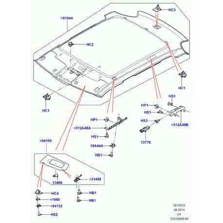 Land rover support garnissage de pavillon Evoque (LR027641)