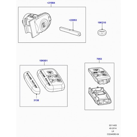 Land rover cle decoupe service uniquement Discovery 3, Evoque, Range L405, Sport (LR027978)