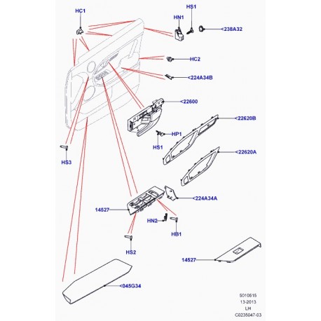 Land rover embase poignee interieure porte Evoque (LR028035)