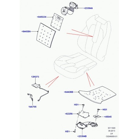 Land rover ensemble capteur detection poids-airbag Evoque et Range L405,  Sport (LR028237)