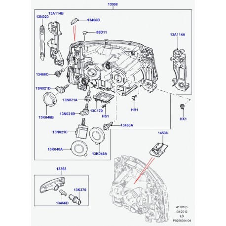 Land rover phare et indicateur Discovery 3 (LR028408)