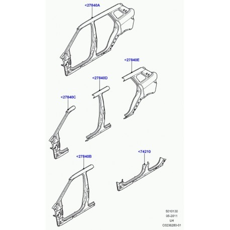 Land rover panneau cote carr-bas caisse-ext. Evoque (LR028470)